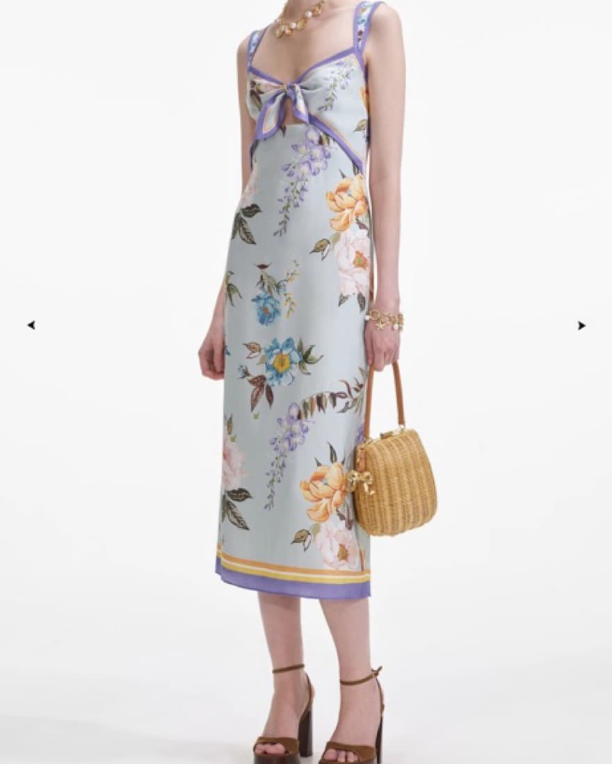 Self Portrait Floral Silk Twill Midi - Image 3