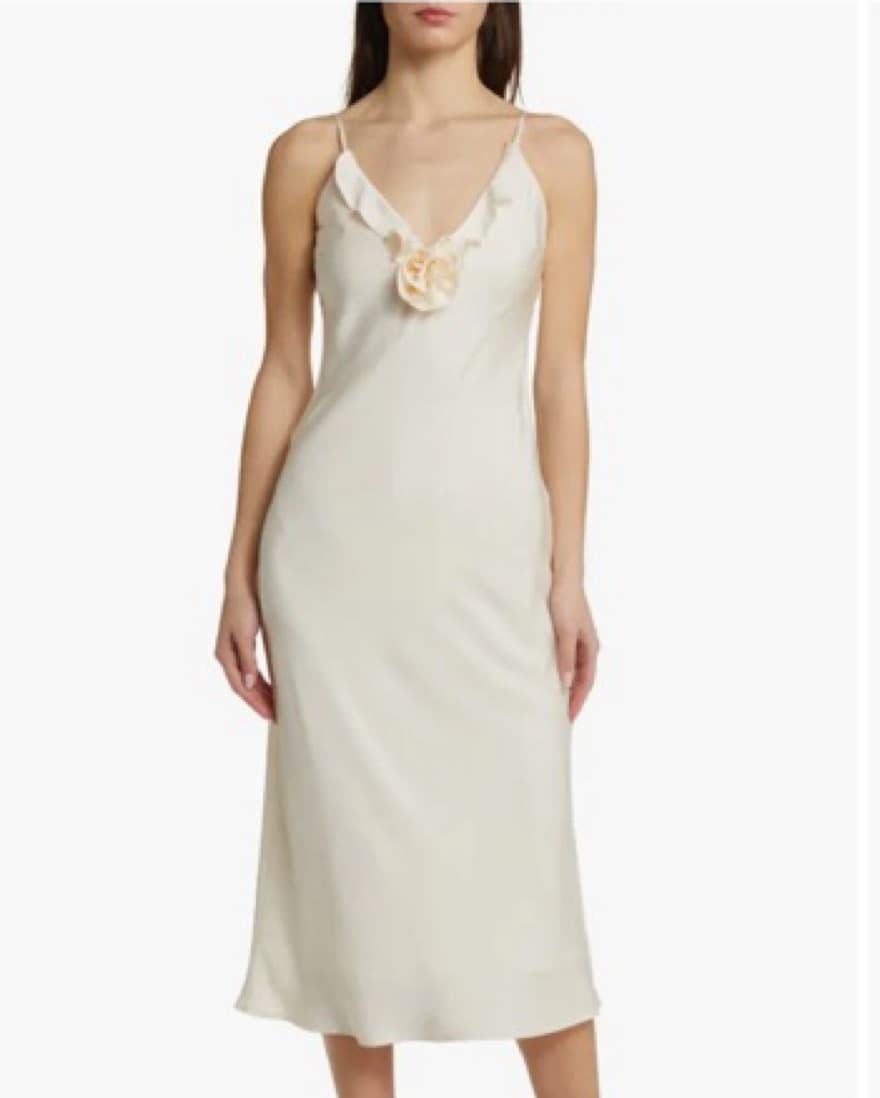 Cream Satin Bailey Midi Dress - Image 2