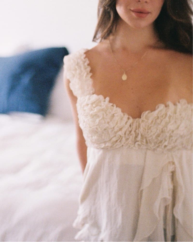 Dreamy Ruffled Silk Babydoll Bridal Top - Image 3