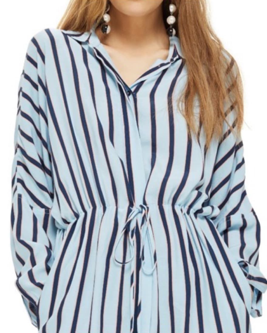 Topshop Drawstring Striped Shirt Dress - Image 2