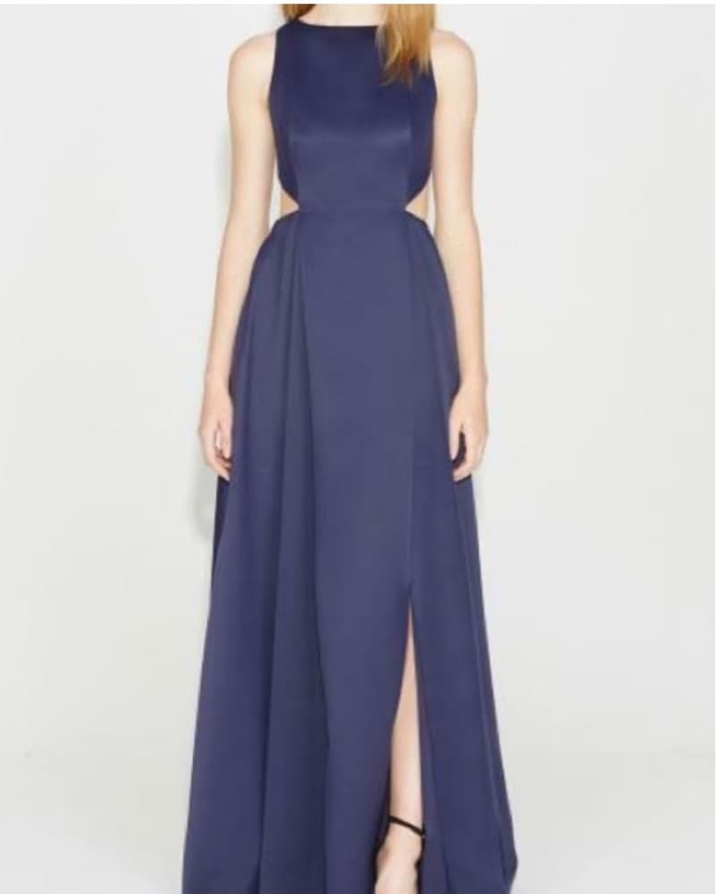Halston Heritage Satin Faille Gown Navy - Image 4