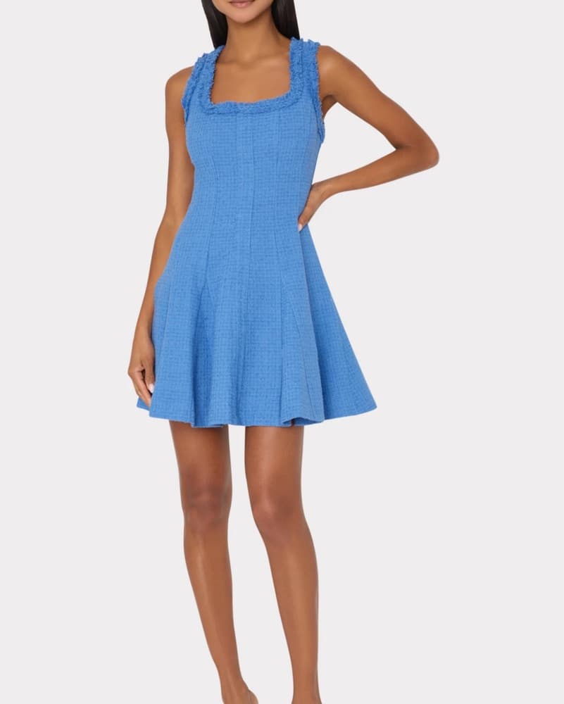 Milly Vibrant Blue Pleated Mini Dress - Image 1