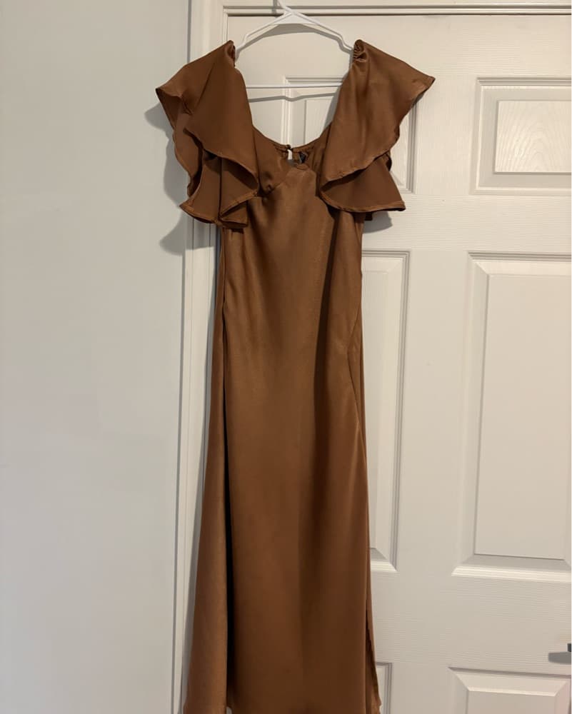 Brown Satin Dress - Image 3