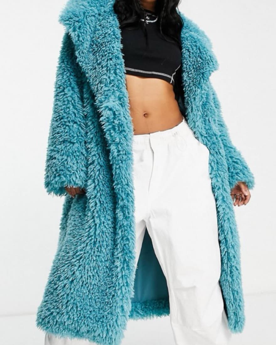 blue faux fur coat - Image 1