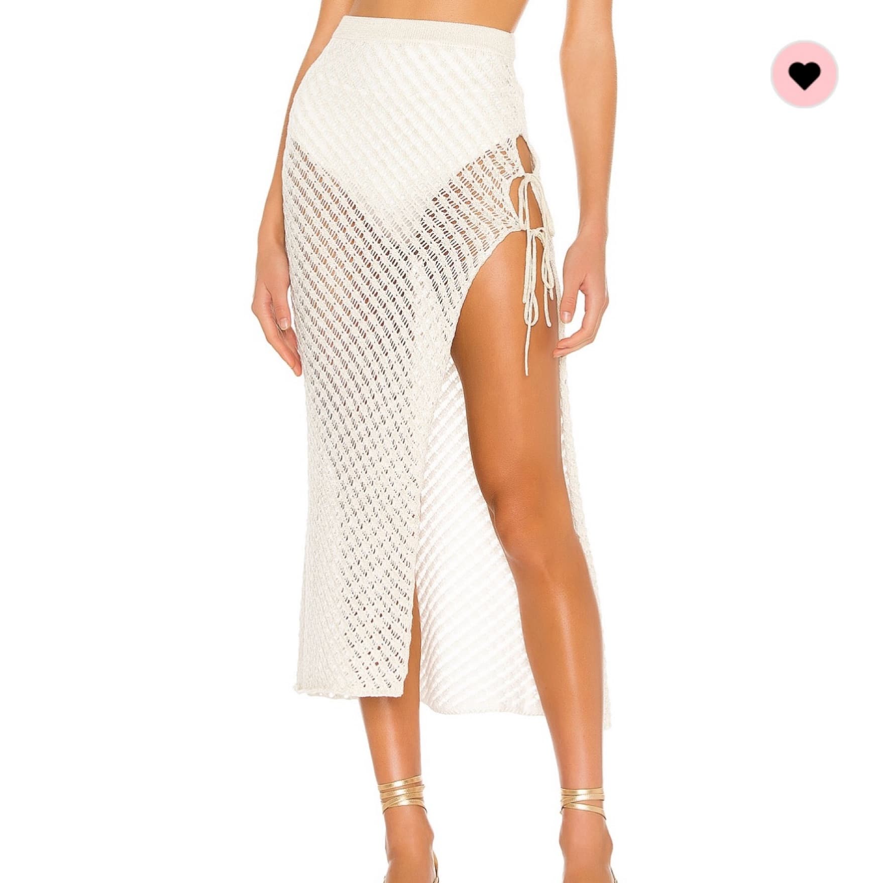 Offshore Midi Skirt In White & Gold - Image 1