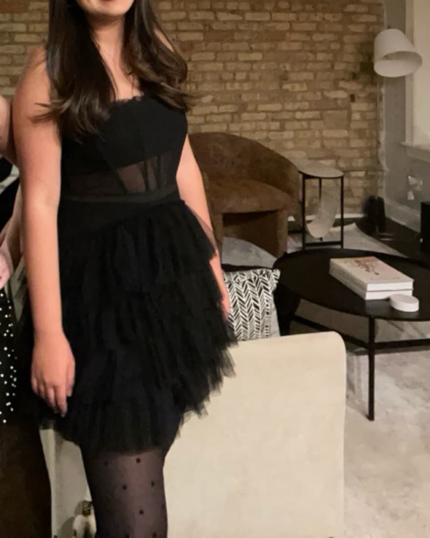 Ruffled Black Tulle Mini Dress - Image 3