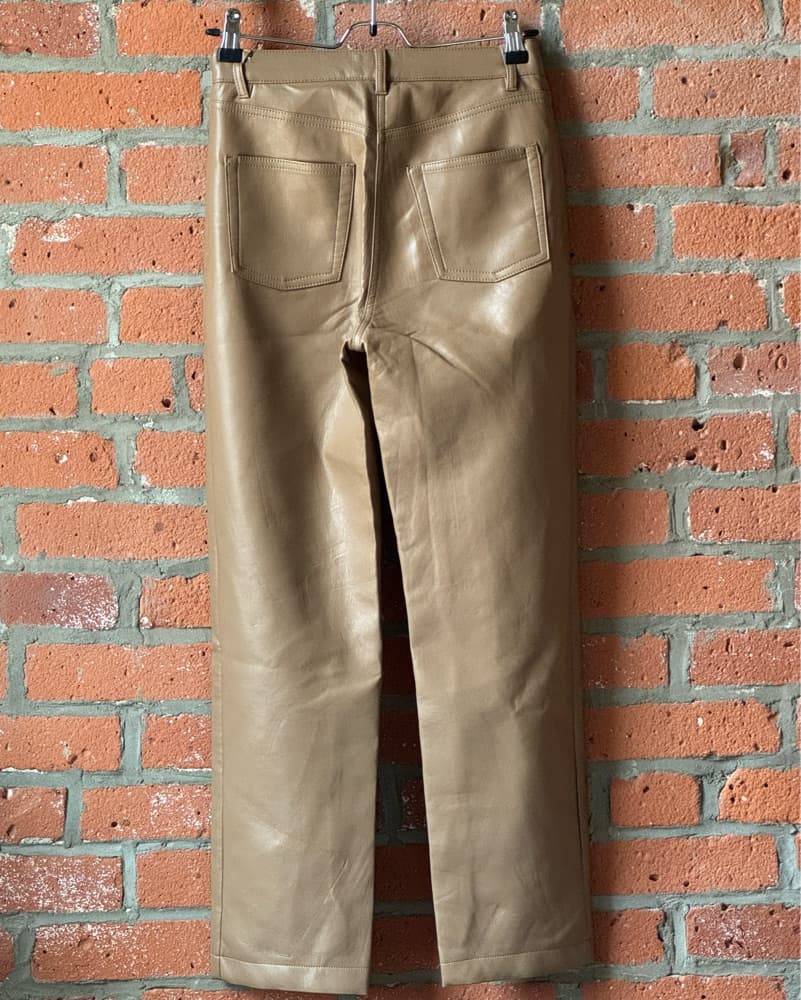 Tan Vegan Leather Melina Pants - Image 2