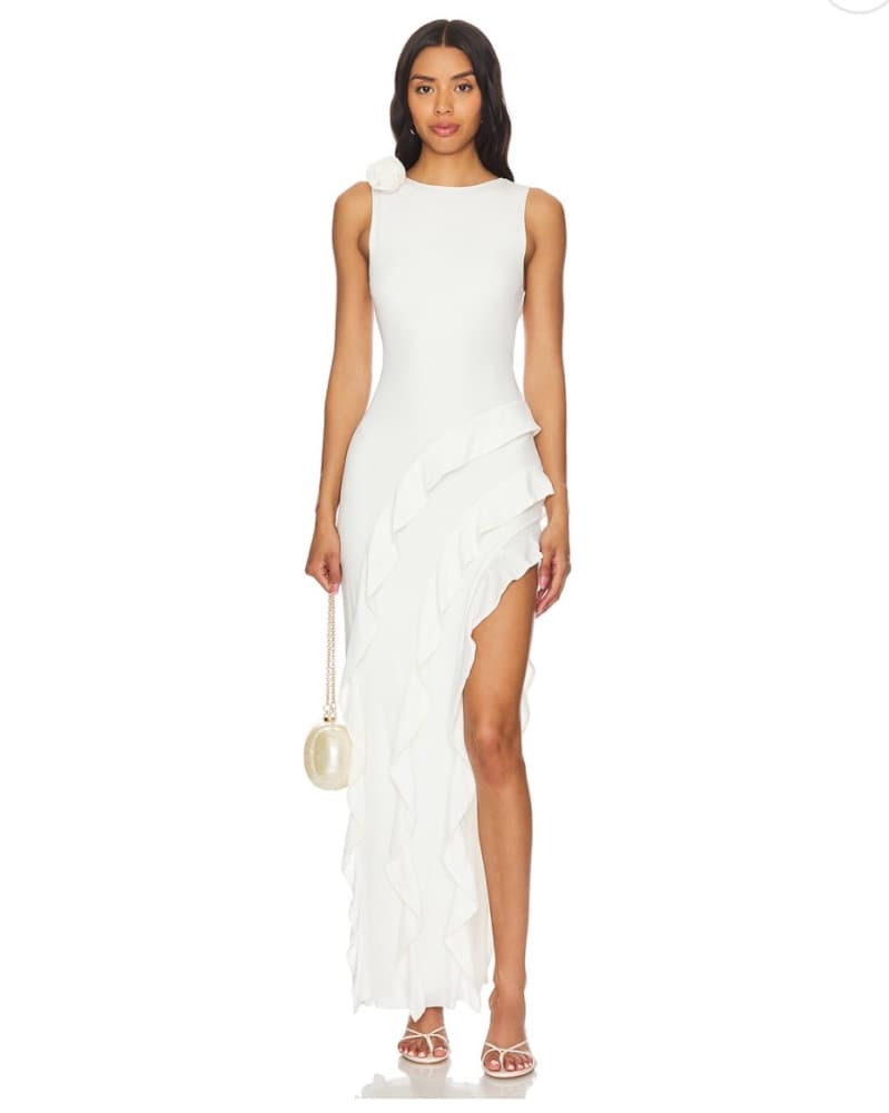 Elegant White Ruffle Maxi Dress - Image 1