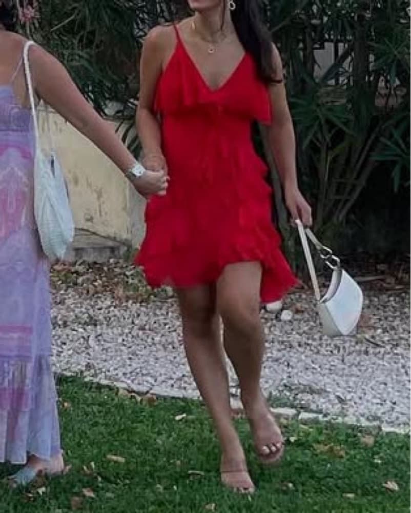 Alice + Olivia Red Ruffle Mini Dress - Image 3