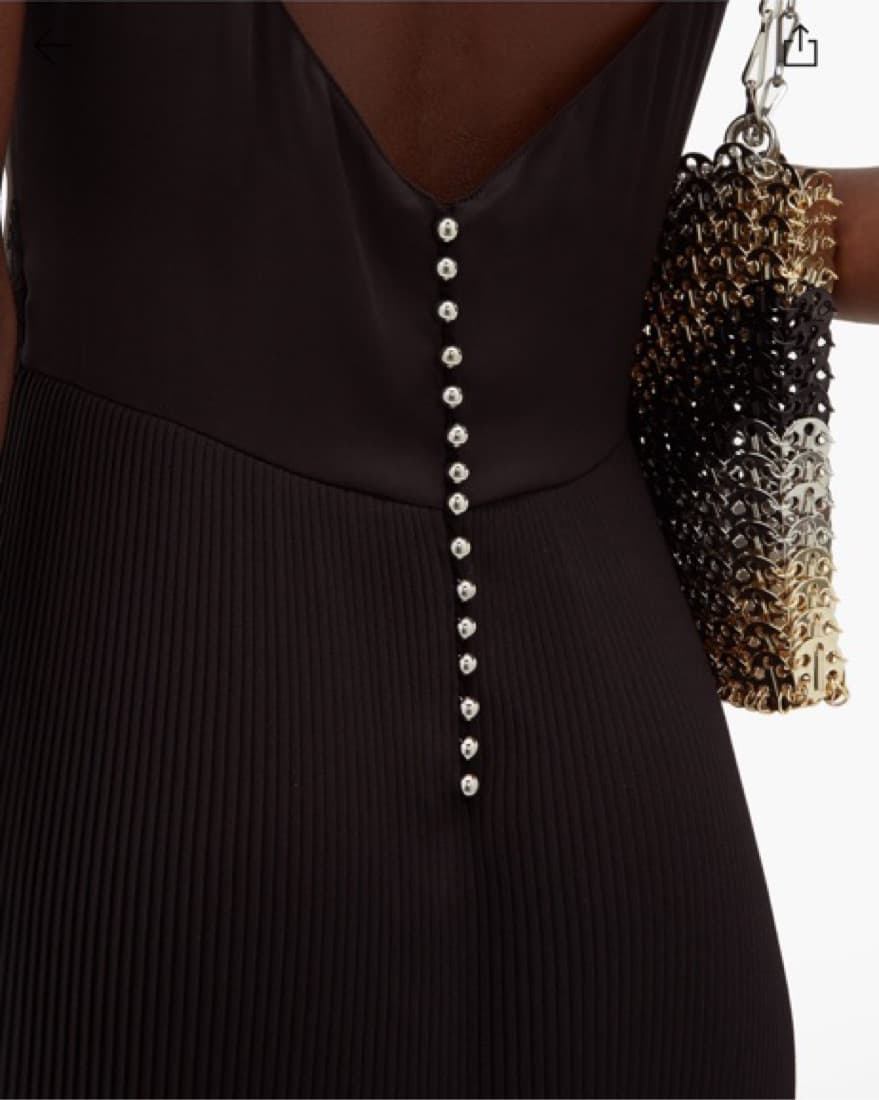 Paco Rabanne lace Trim Pleated Dress - Image 3