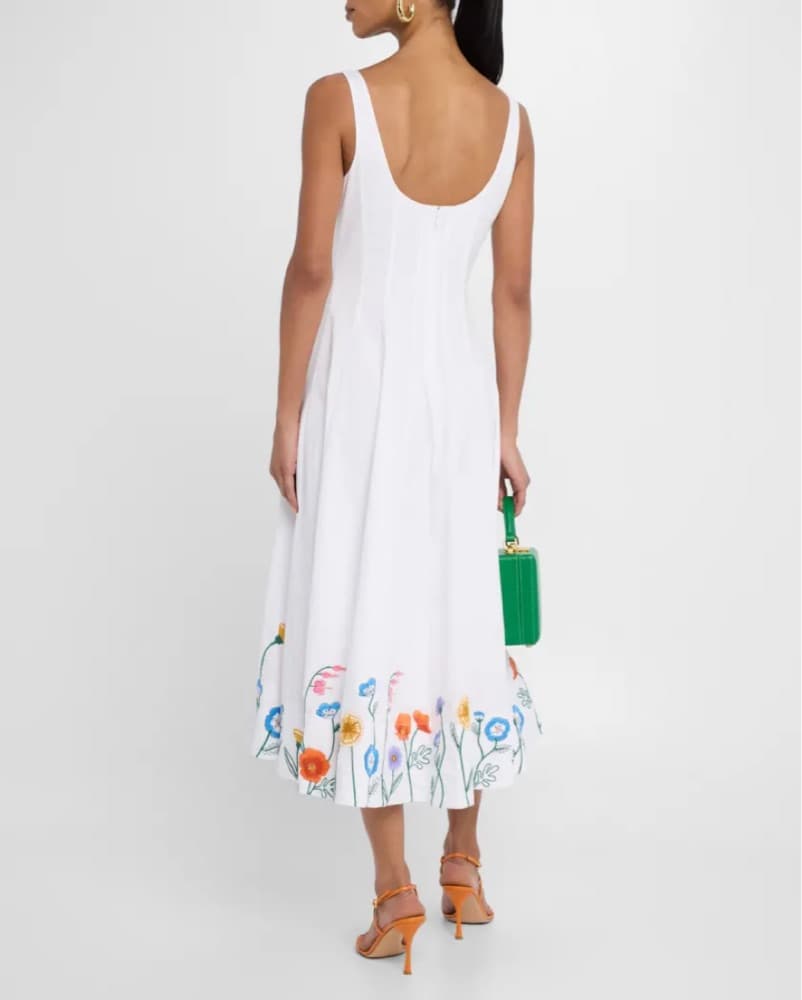 Staud Wells Embroidered Midi Dress  - Image 2