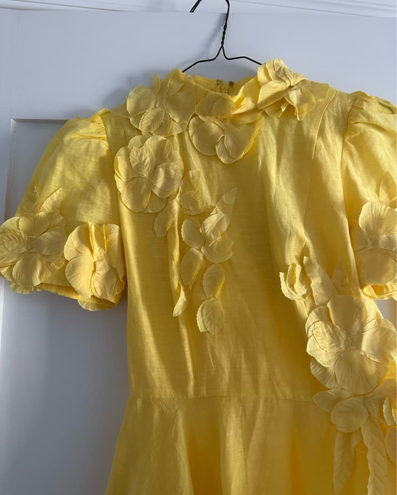 Antonio Melani Linen Floral Yellow Dress - Image 3