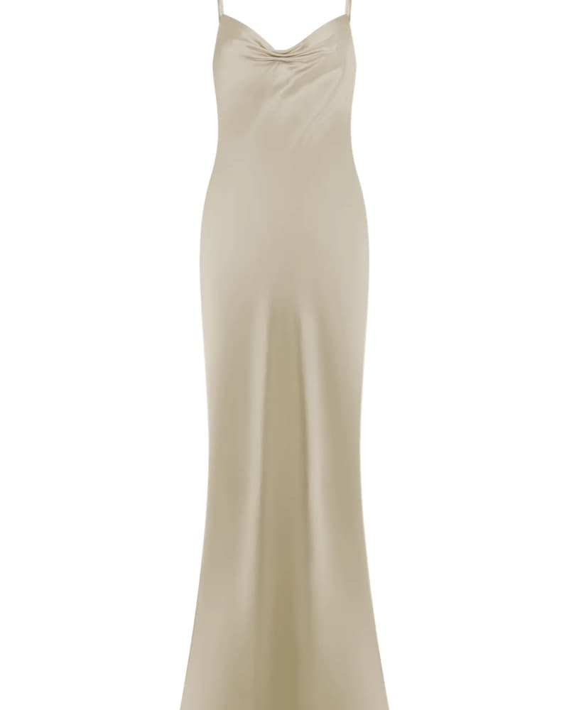 Meshki Satin Champagne Maxi Dress Formal - Image 1