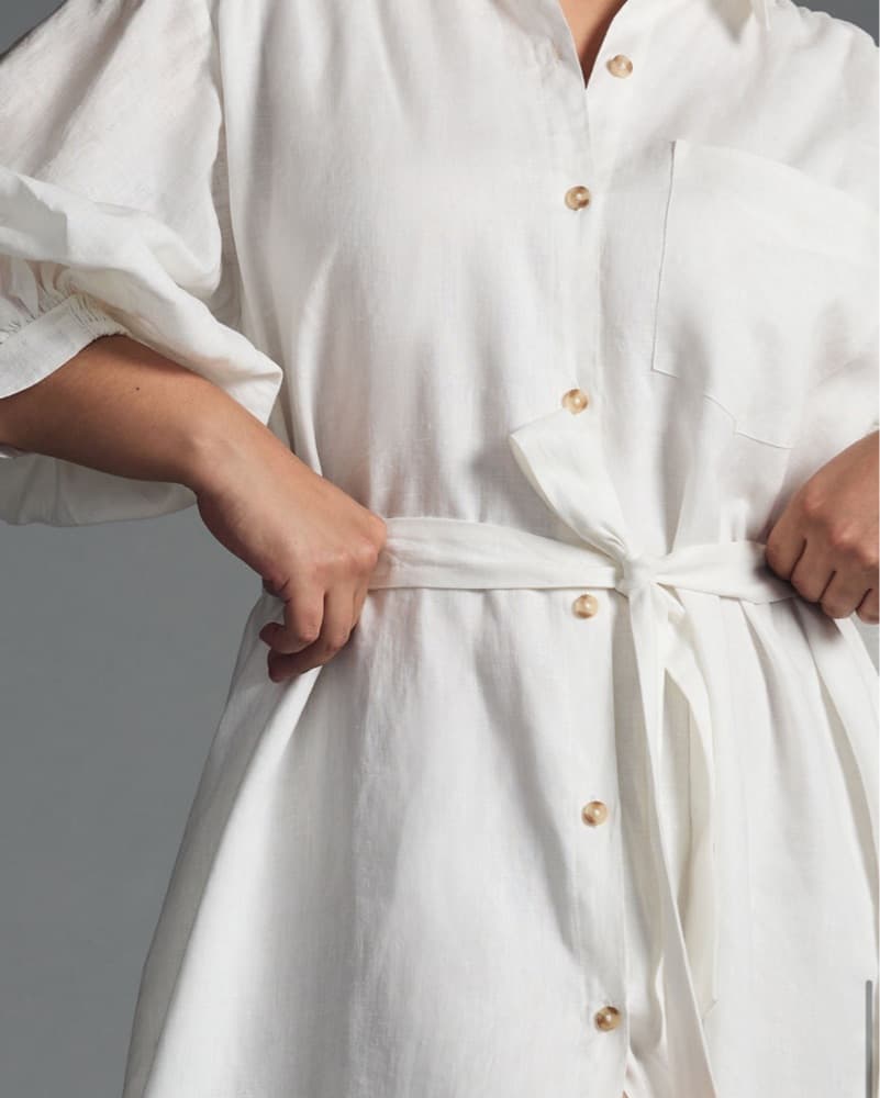 Linen White Button-Down Maxi Dress - Image 4
