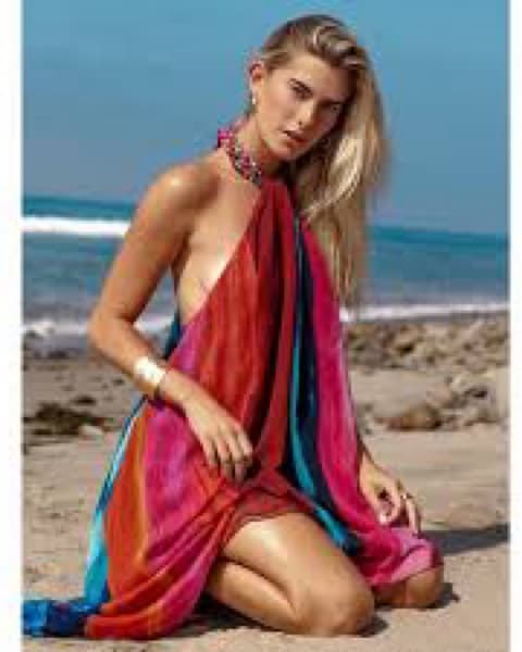 Zara Asymetrical Dress Beaded Tie Neck - Image 2