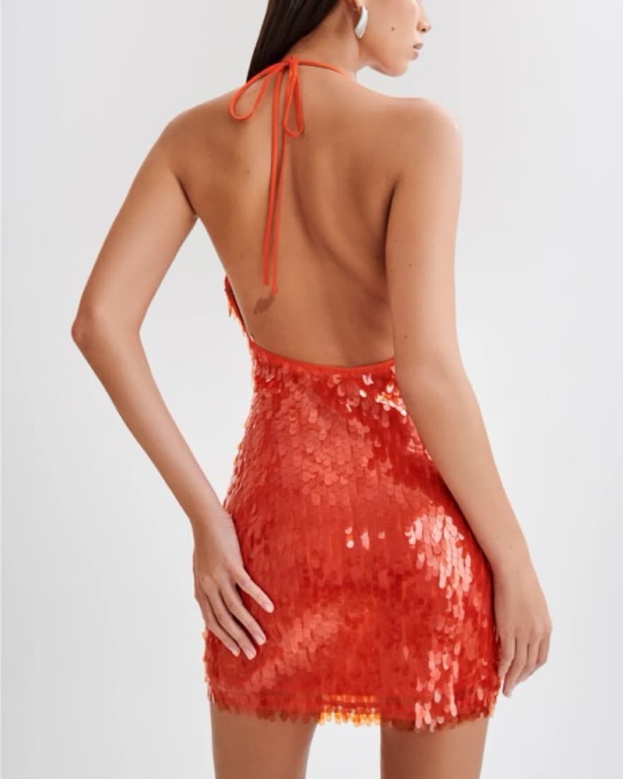 Red Sequin Meshki Dress - Image 3
