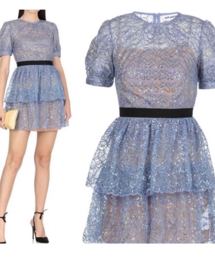 Self Portrait Sheer Sequin Mini Dress - Image 1
