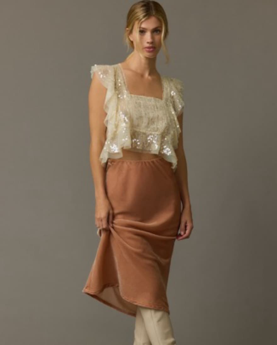 Anthropologie Sequin Ruffled Tank - Image 3