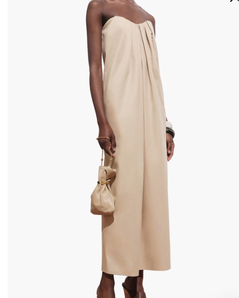 Tan Strapless Long Dress - Image 4