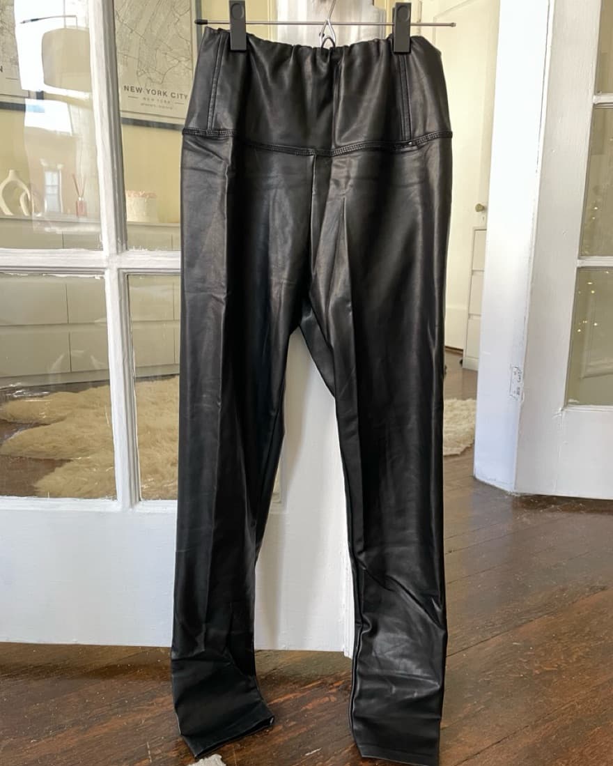 Sleek Black Faux Leather Leggings - Image 2