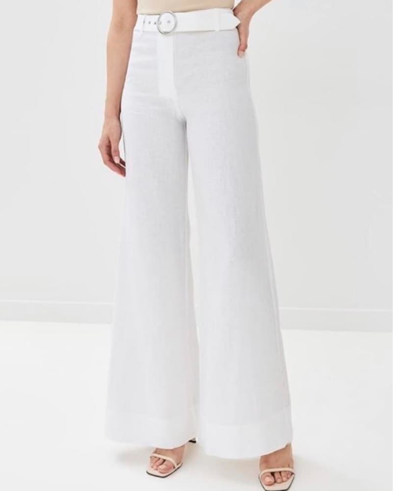White Linen Reformation Pants  - Image 2
