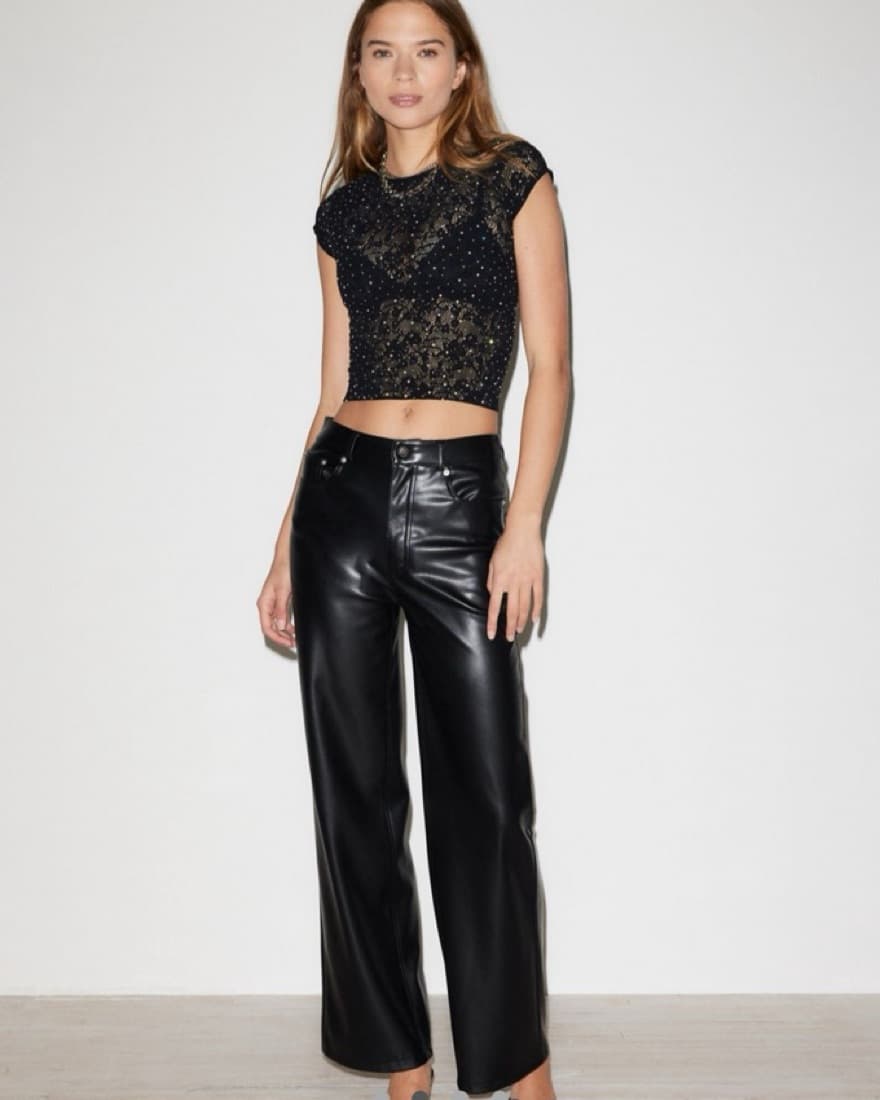 UO Sheer Lace Diamante Seamless Tee - Image 2