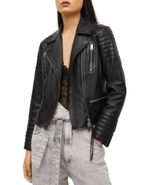 Sleek Black Leather Moto Jacket - Image 1