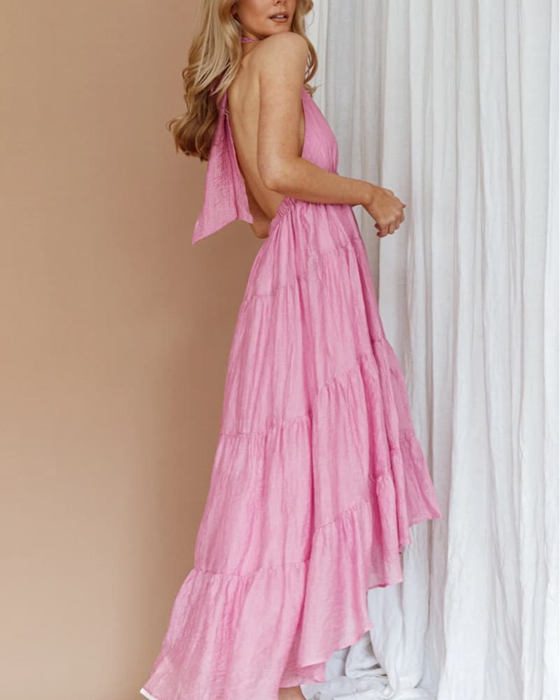 Mika & Gala Halter Pink Dress - Image 2
