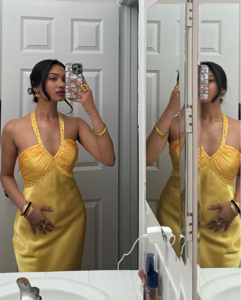 Yellow Satin Maxi Dress  - Image 3