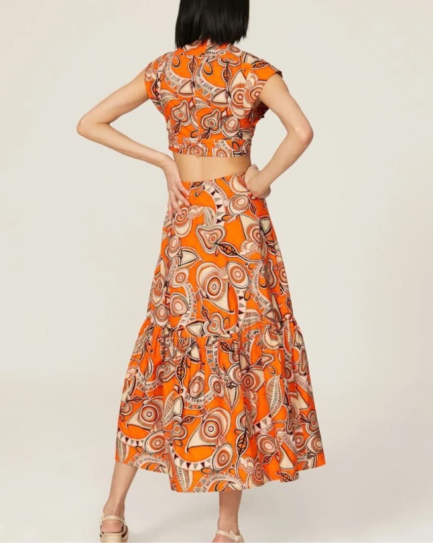 A.L.C Paisley Cutout Midi Dress Cotton - Image 3