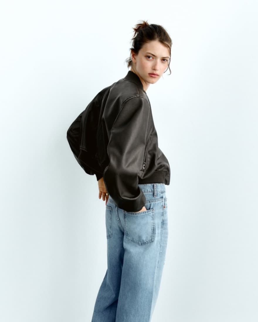 Zara Washed Effect Bomber  - Image 2