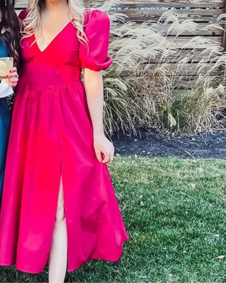 Pink Abercrombie Puff Sleeve Corset Midi - Image 2
