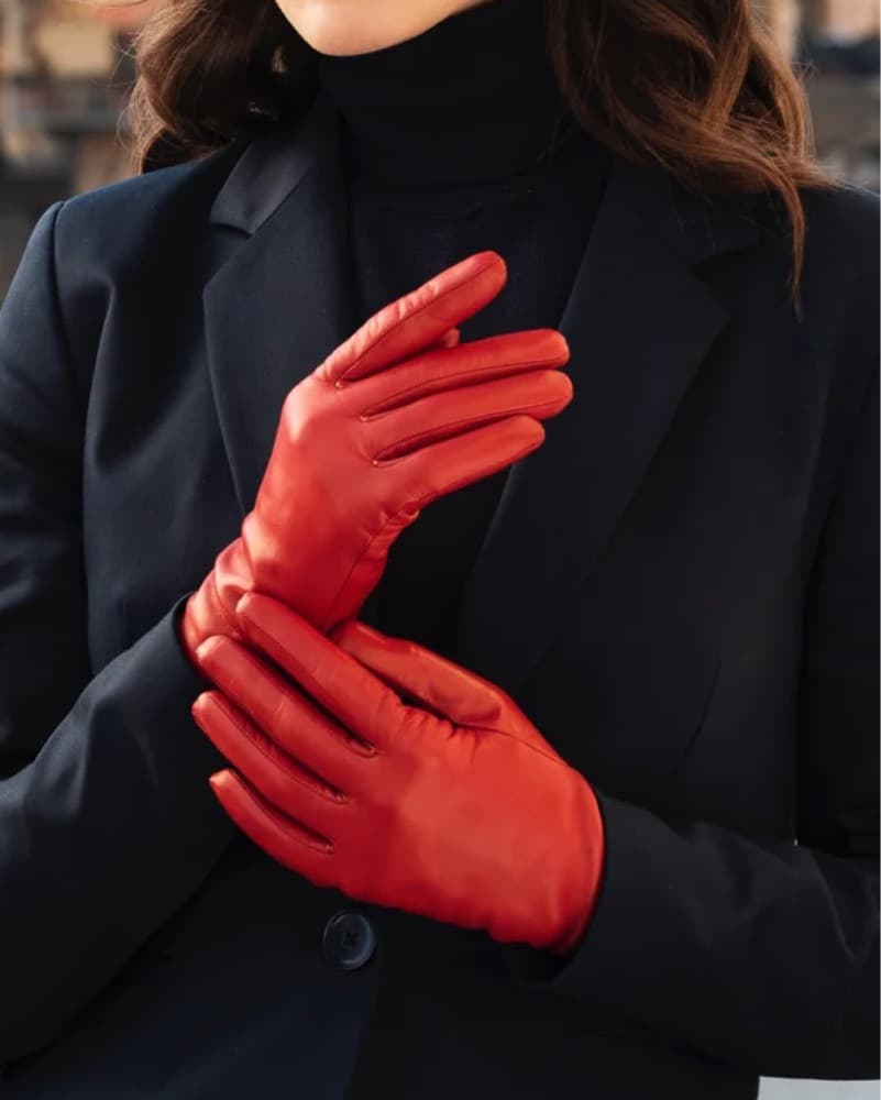 Portolano Above-Wrist Red Leather Gloves - Image 1