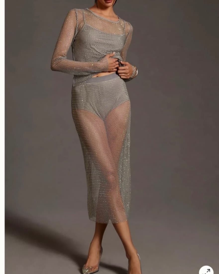  SUNDAY IN BROOKLYN SEQUIN MESH MIDI SKI - Image 1