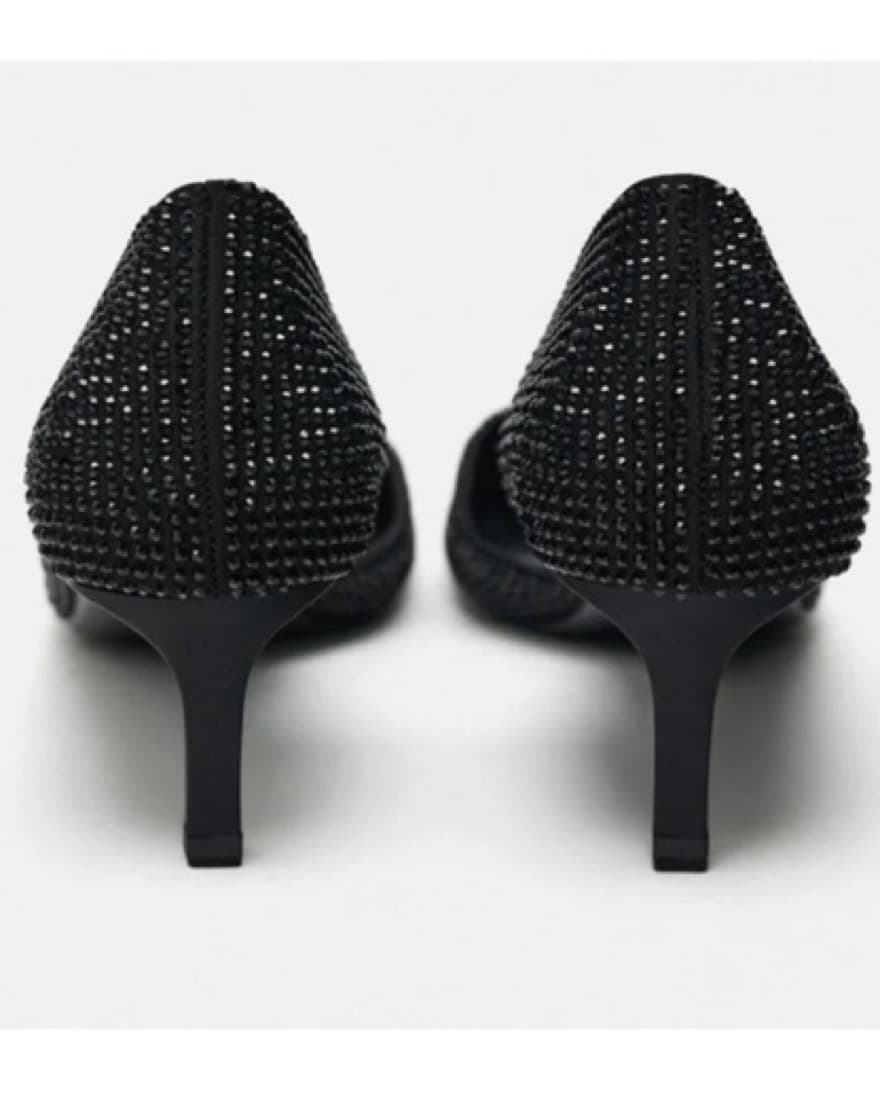 Black Rhinestone Kitten Heels - Image 2