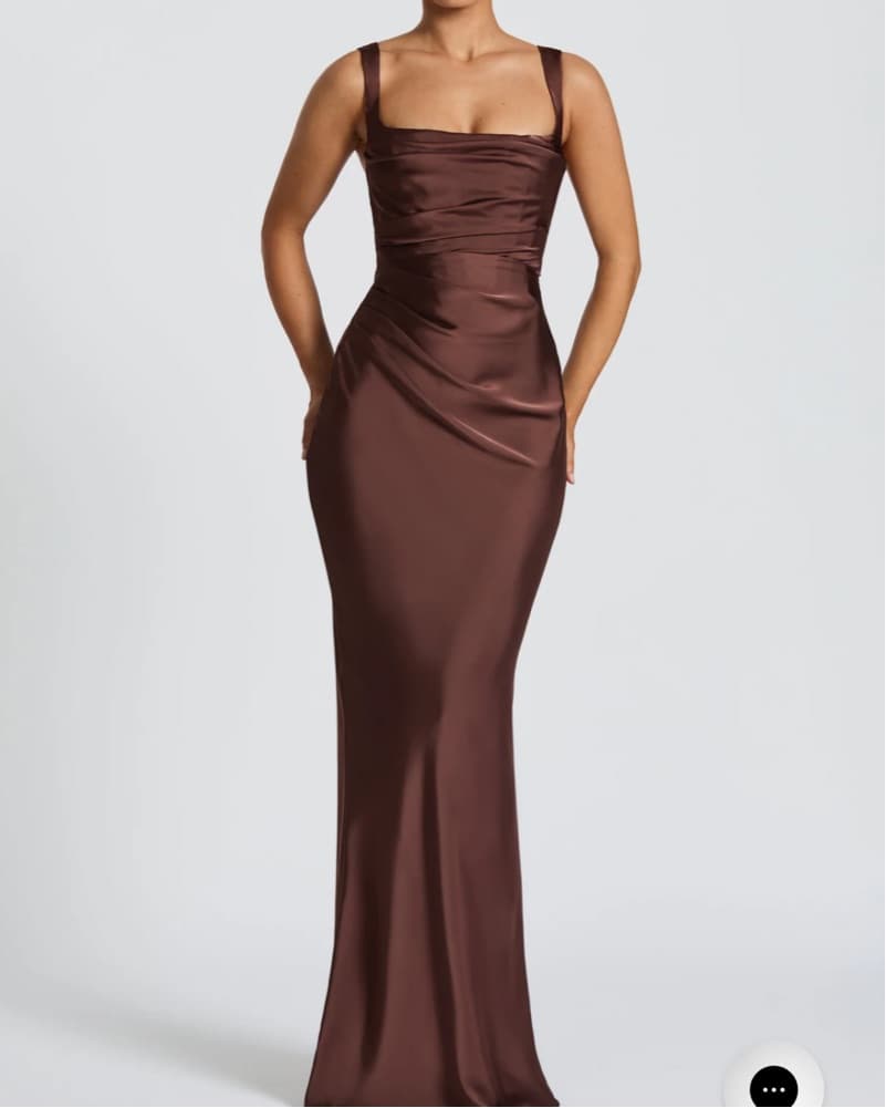 Brown Satin Bridesmaid Dress - Image 2