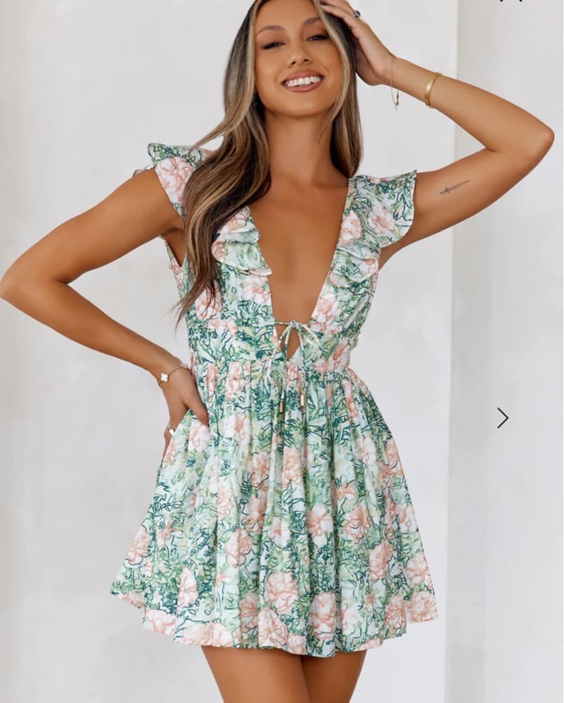 Hello Molly - Splendour Mini Dress Green - Image 1