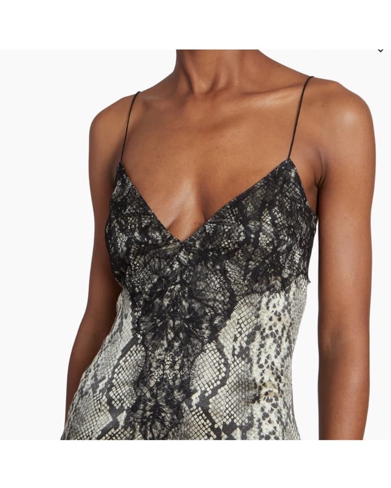 Balmain Silk Snake & Lace Dress - Image 2