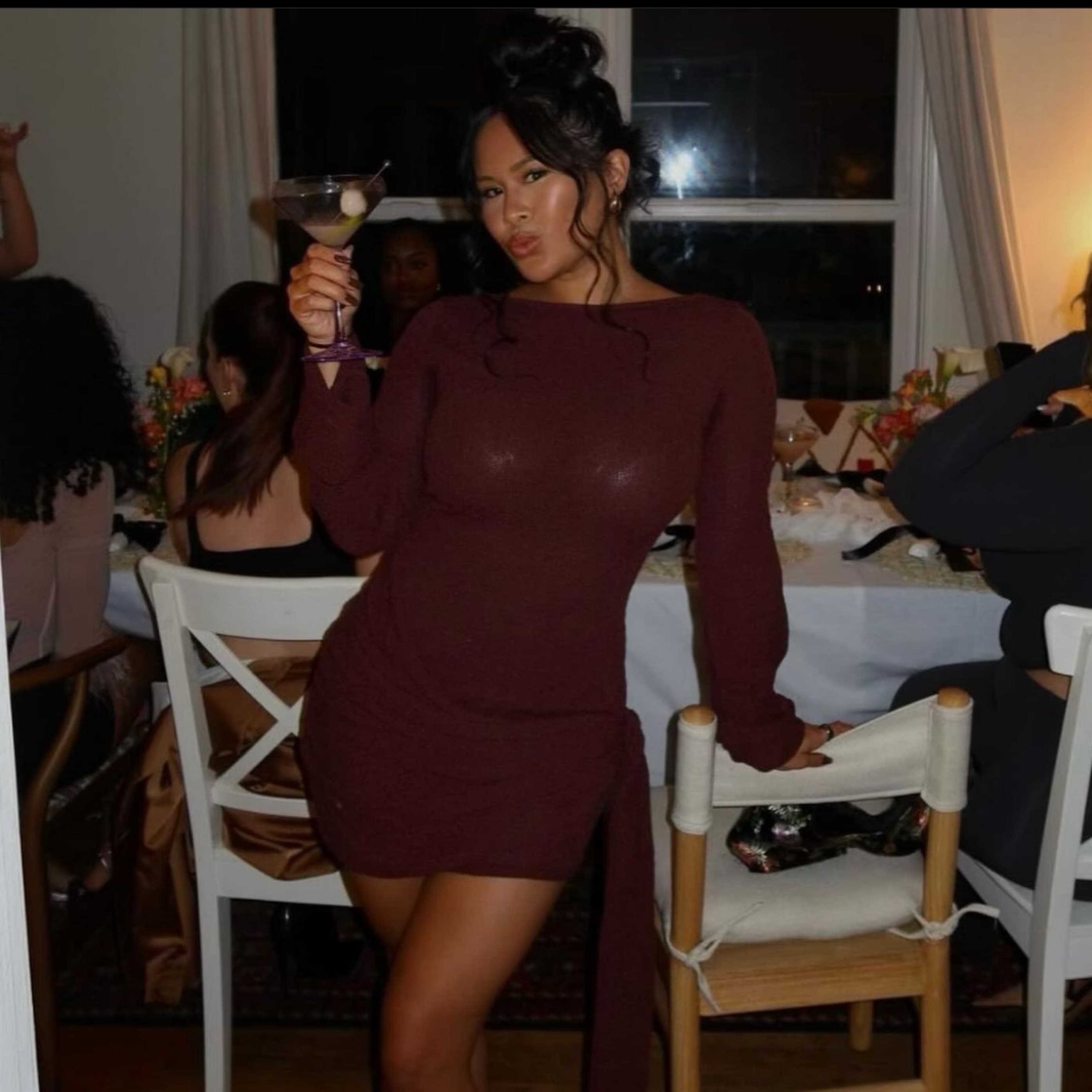 Long Sleeve Knit Mini Dress - Image 2