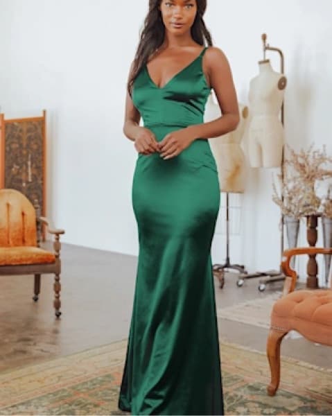 Lulus Satin Green Formal Dress - Image 1
