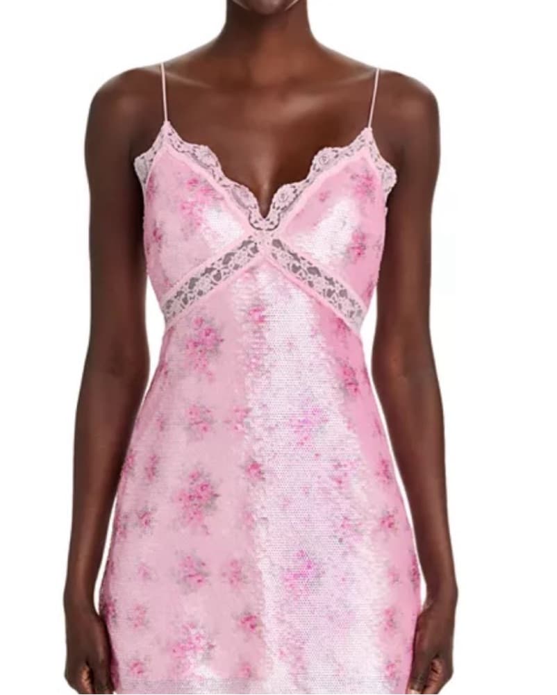 Finta Floral Sequin Lace Trim Minidress  - Image 1