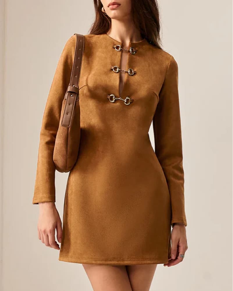 Chic Suede Mini Dress - Image 1
