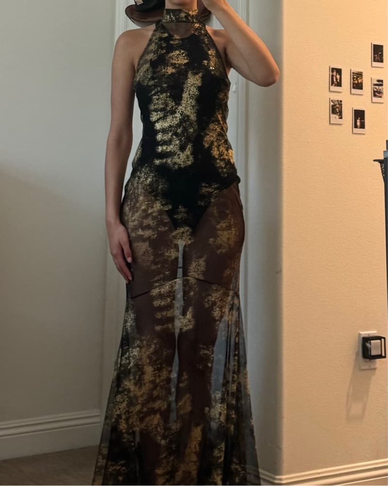 Vintage sheer dress With Gold - Image 3