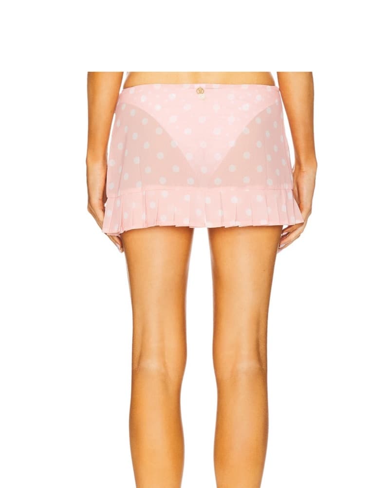 Bananhot Toya Mini Skirt In Peach Polka - Image 3
