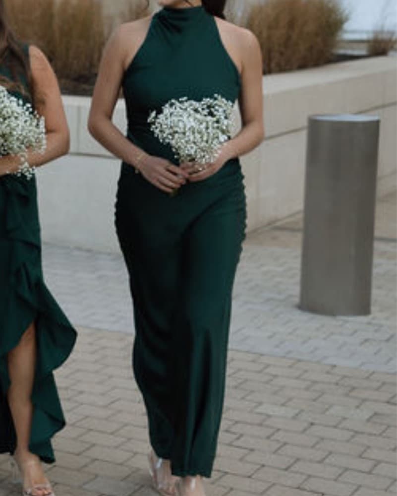 Reformation Anaiis Silk Dress in Forest  - Image 4