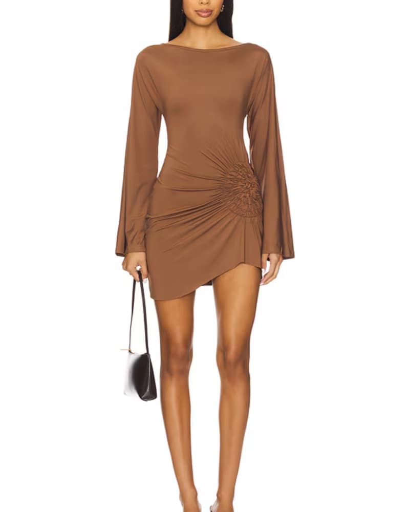 SNDYS Olividae Mini Dress in Mocha - Image 1