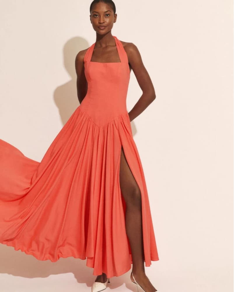 Bardot Halter Maxi in Melon - Image 4