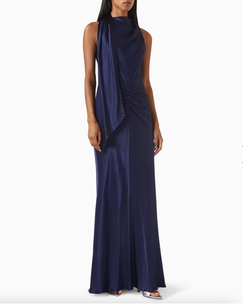 Shona Joy Navy Lino Maxi Dress - Image 1