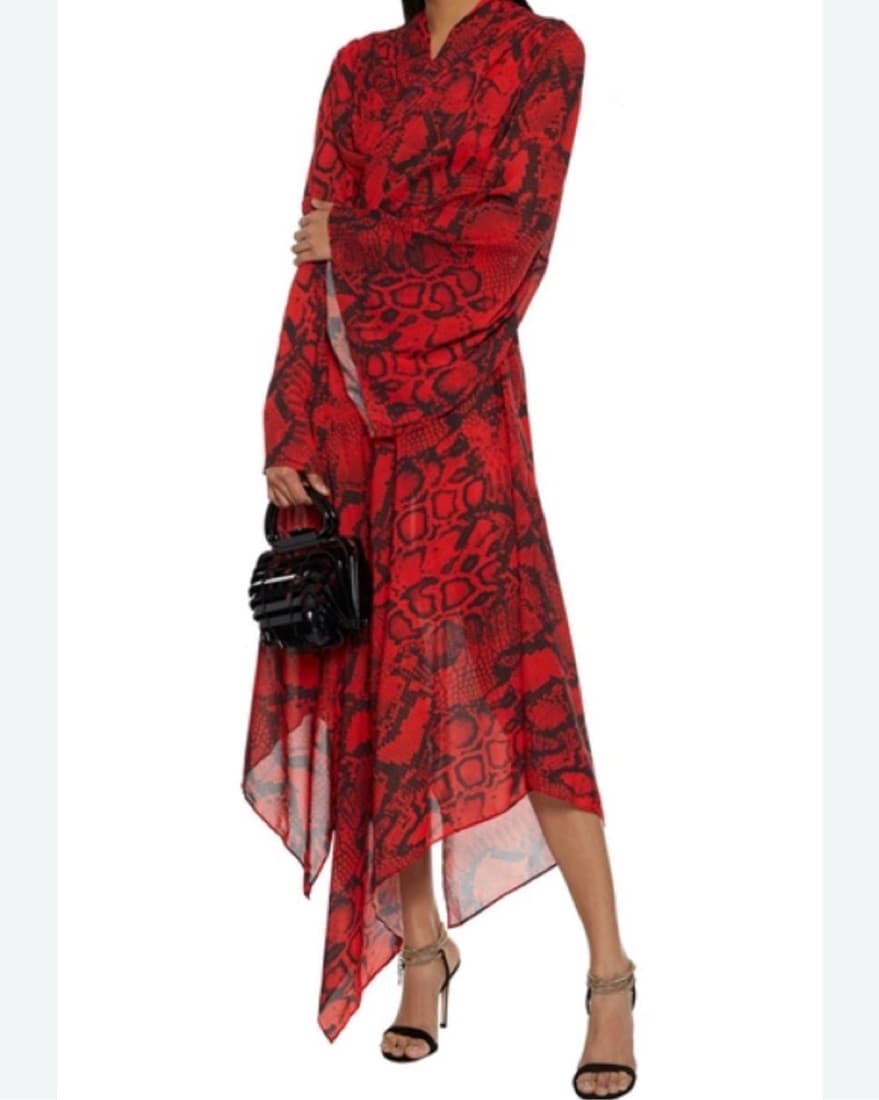 Solace London Red Snake Print Dress  - Image 5