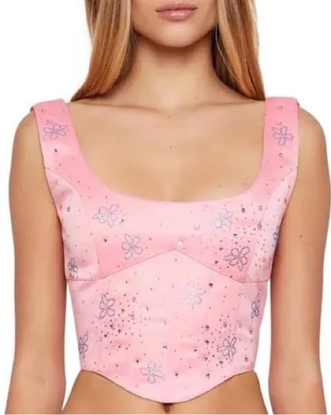 Danielle Guizio Pink Rhinestone Corset - Image 1